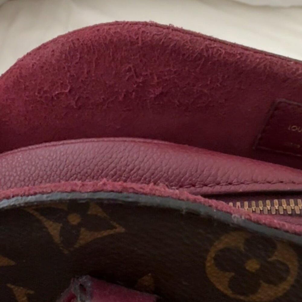 Louis Vuitton ALMA Handbag in Monogram Coated Canvas Brown Contrast Burgundy - Picture 7 of 11